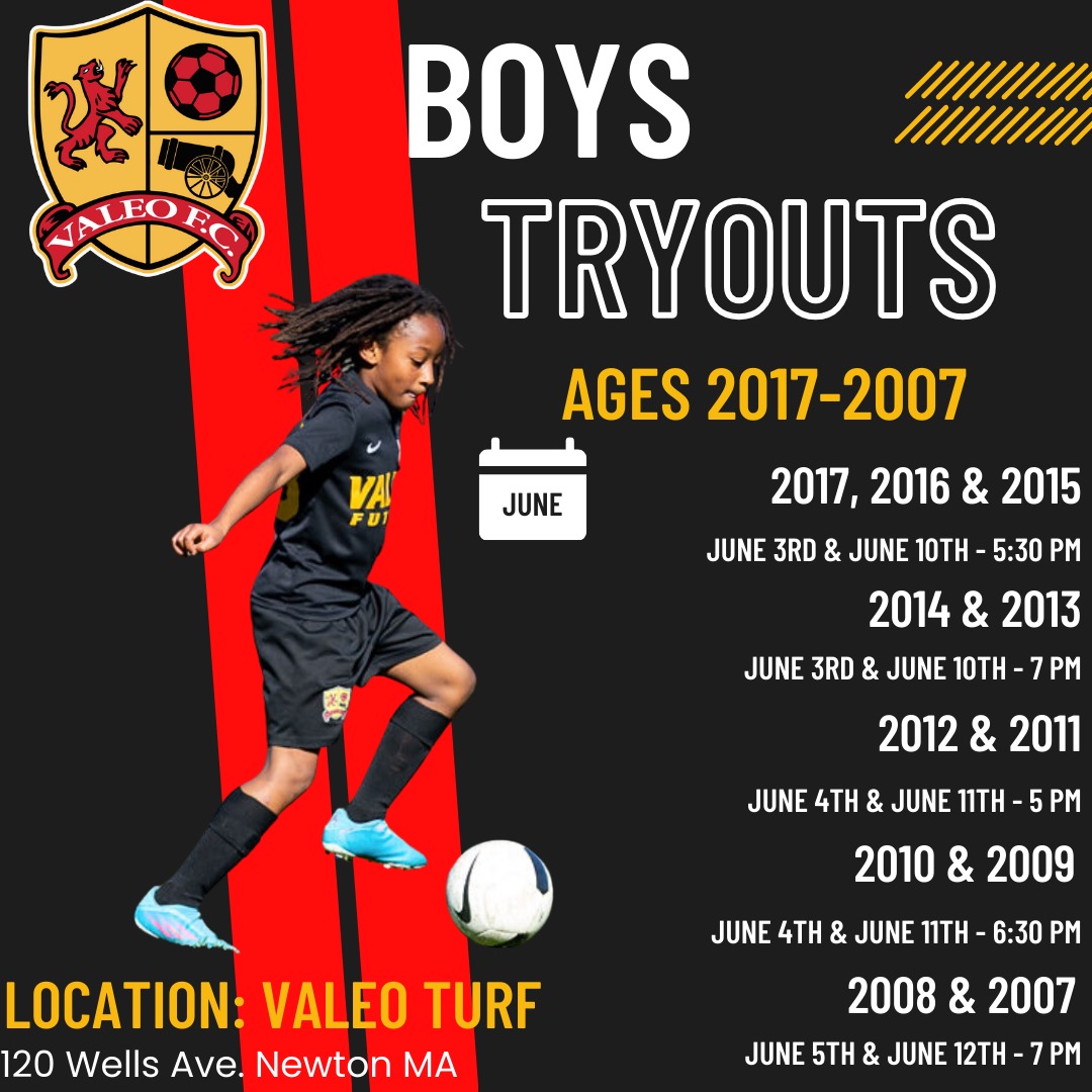 Boys Tryouts June 2024 Valeo FC