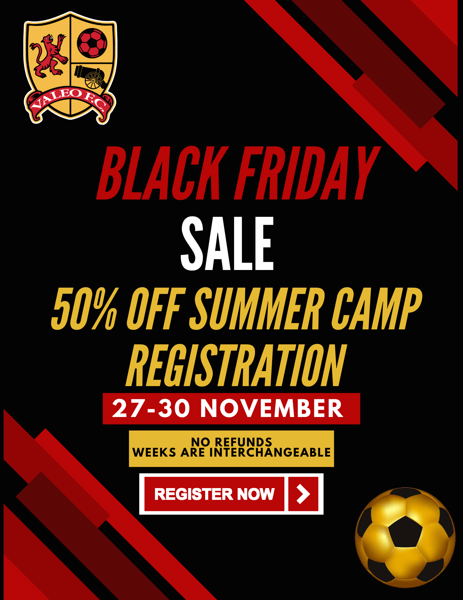Valeo FC Black Friday 2026 Summer Camps